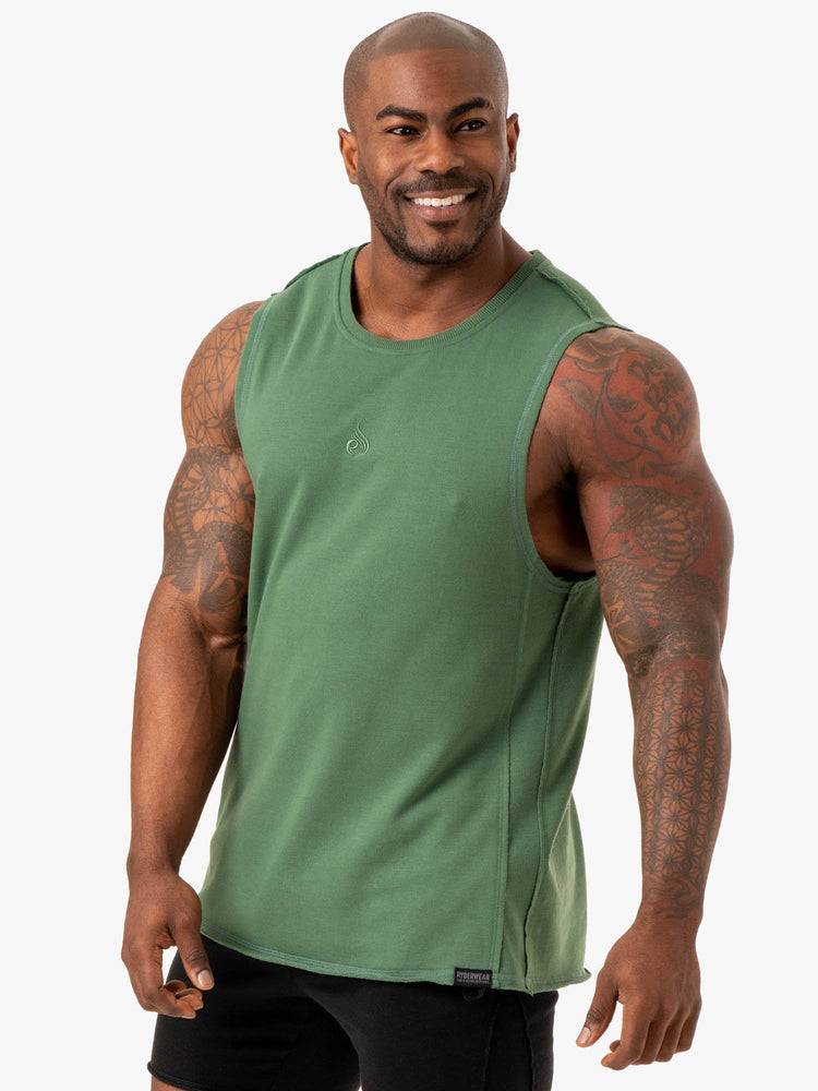 Podkoszulki Męskie Ryderwear Men Tanks Force Fleece Tank Zielone | PL3038MA