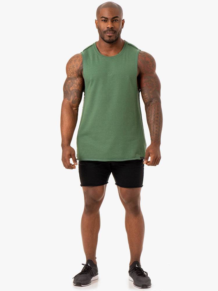 Podkoszulki Męskie Ryderwear Men Tanks Force Fleece Tank Zielone | PL3038MA