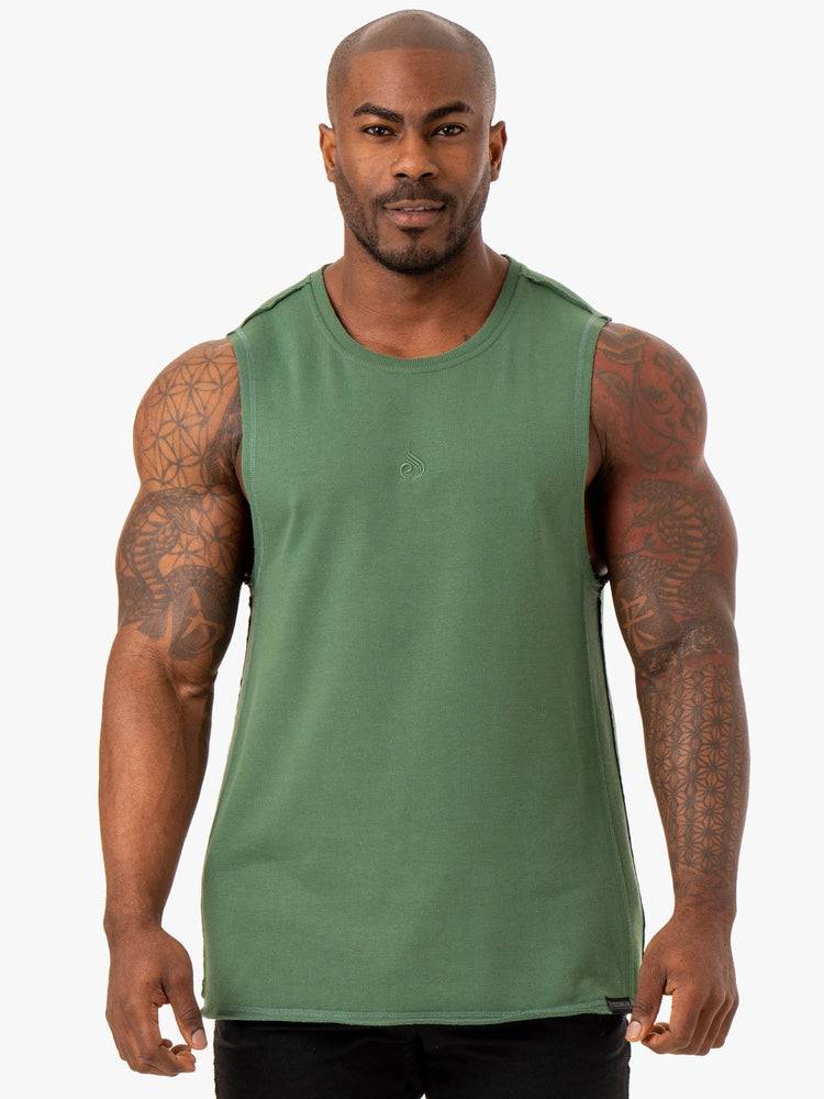 Podkoszulki Męskie Ryderwear Men Tanks Force Fleece Tank Zielone | PL3038MA