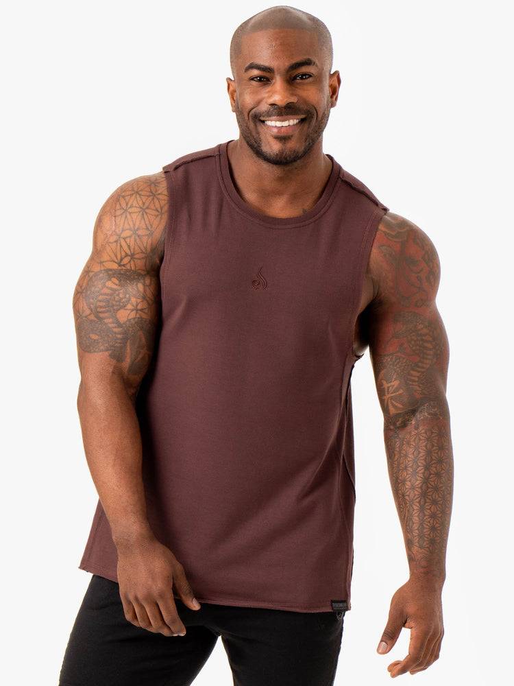 Podkoszulki Męskie Ryderwear Men Tanks Force Fleece Tank Ciemny Czerwone | PL3039NB