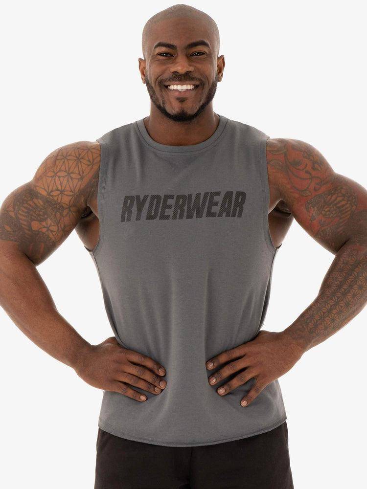 Podkoszulki Męskie Ryderwear Men Tanks Flex Fleece Tank Szare | PL3052DN