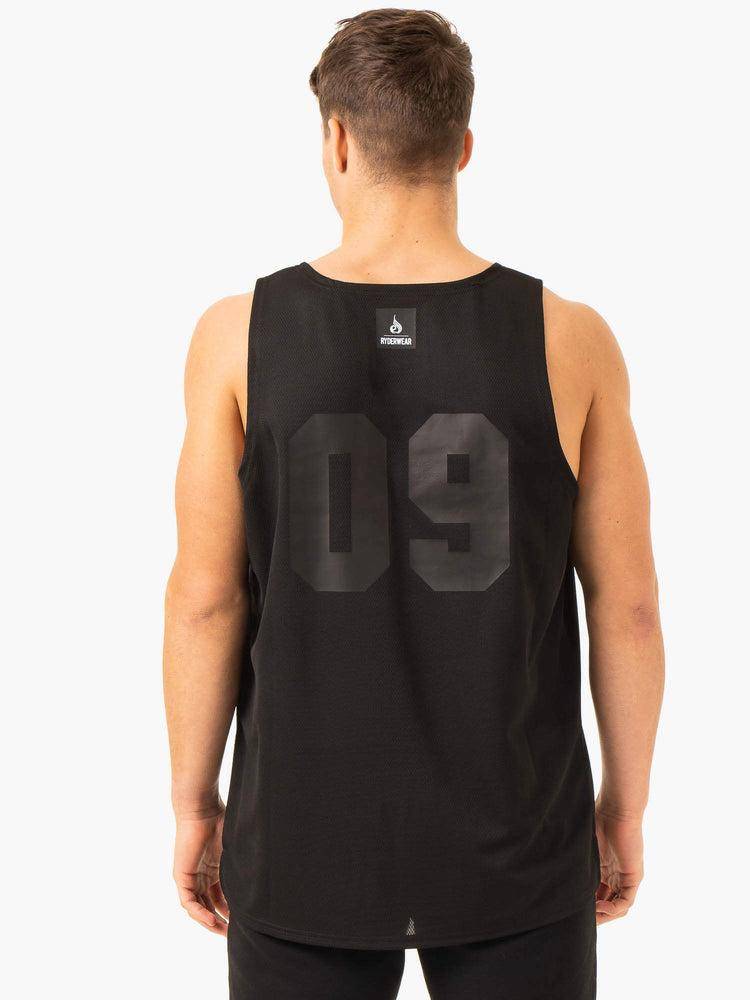 Podkoszulki Męskie Ryderwear Men Tanks Heritage Jersey Gym Stringers Czarne | PL2634TV