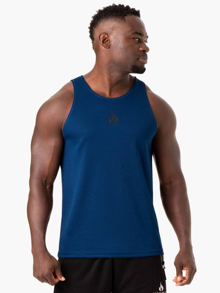 Podkoszulki Męskie Ryderwear Men Tanks Heighten Mesh Regular Tank Niebieskie | PL3030IS