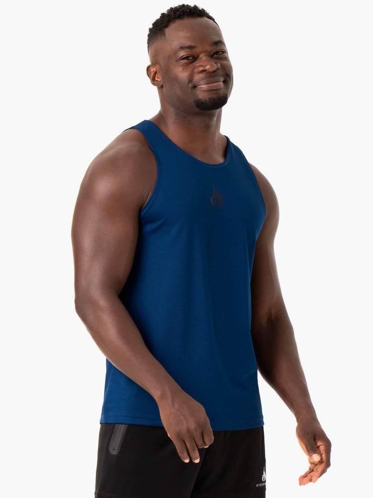 Podkoszulki Męskie Ryderwear Men Tanks Heighten Mesh Regular Tank Niebieskie | PL3030IS