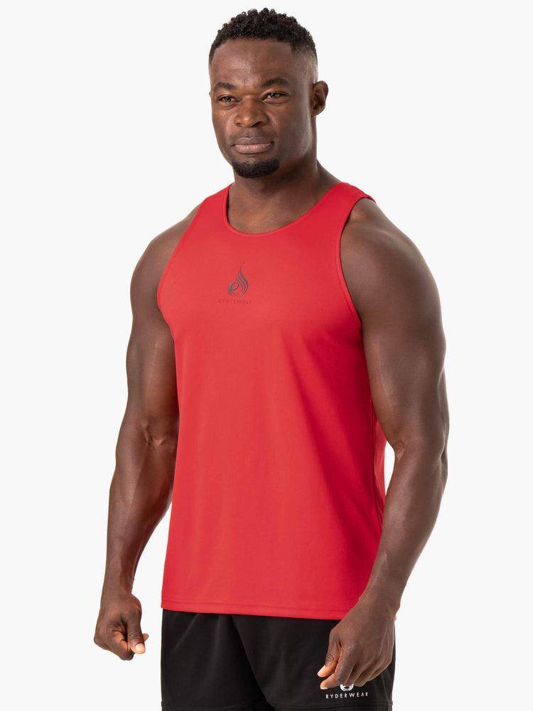 Podkoszulki Męskie Ryderwear Men Tanks Heighten Mesh Regular Tank Czerwone | PL3032YU