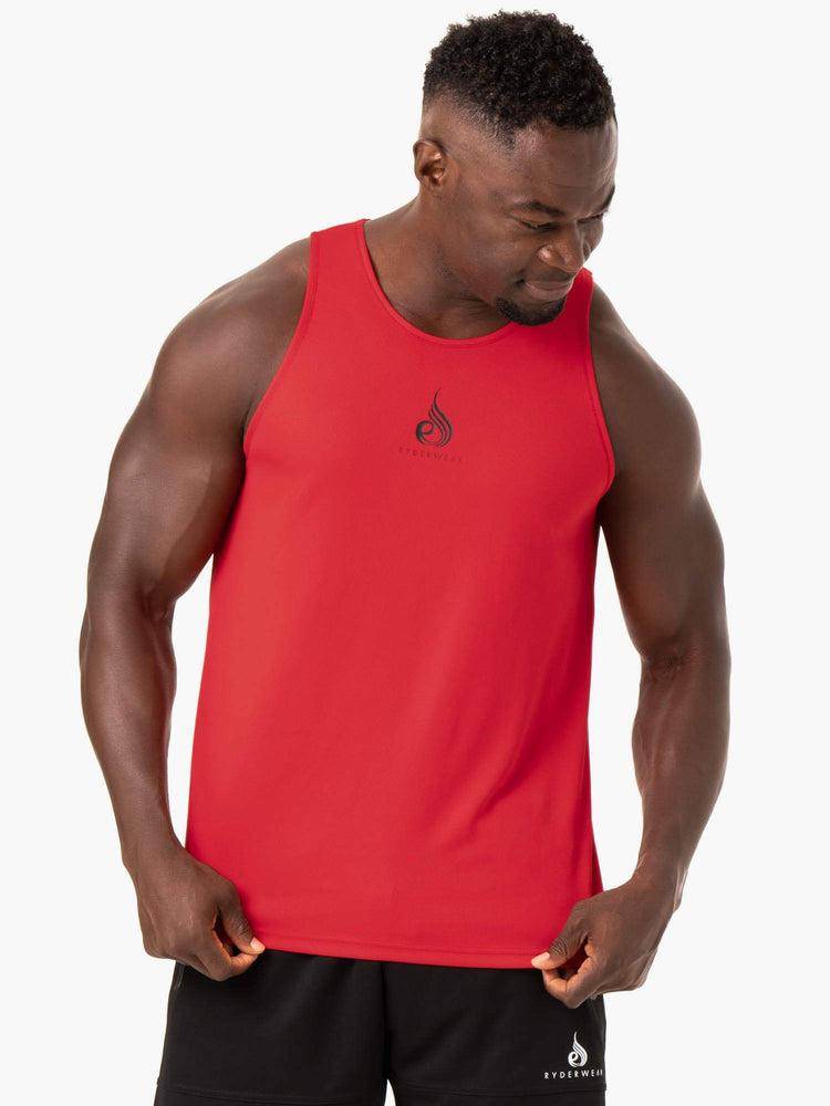 Podkoszulki Męskie Ryderwear Men Tanks Heighten Mesh Regular Tank Czerwone | PL3032YU