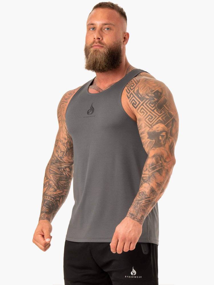 Podkoszulki Męskie Ryderwear Men Tanks Heighten Mesh Regular Tank Szare | PL3033TV