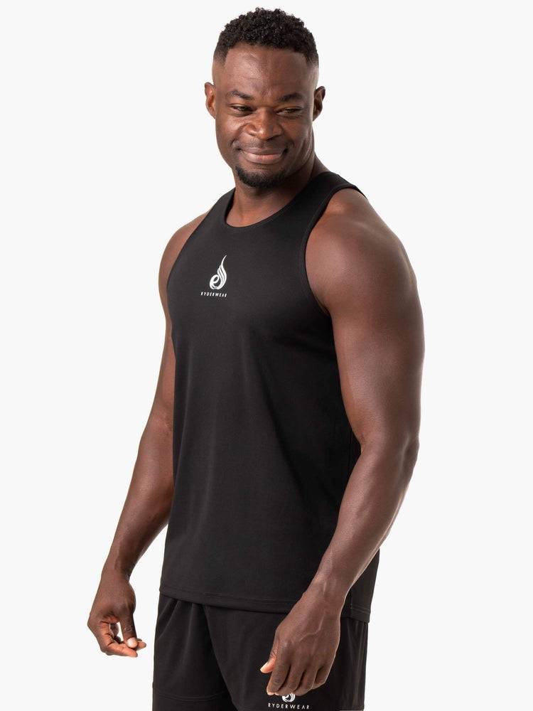 Podkoszulki Męskie Ryderwear Men Tanks Heighten Mesh Regular Tank Czarne | PL3034RW