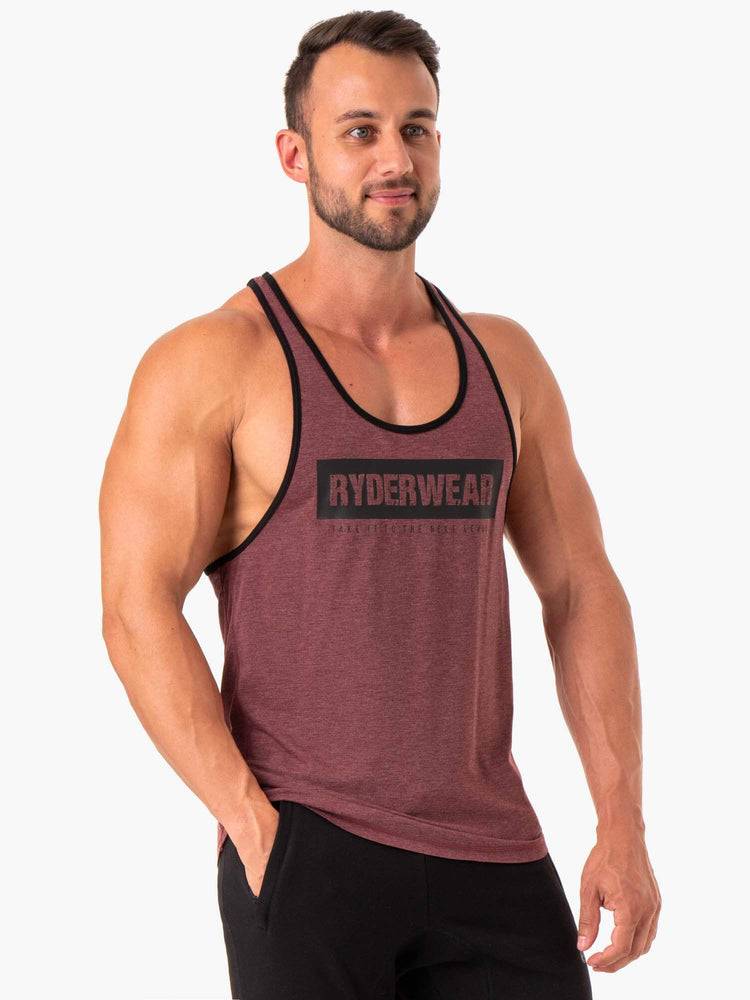 Podkoszulki Męskie Ryderwear Men Tanks Iron Gym Stringers T-Back Bordowe | PL2632UT