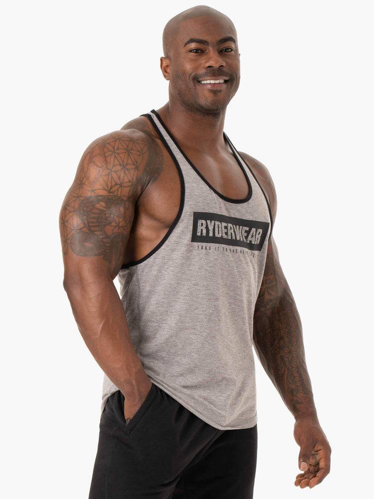 Podkoszulki Męskie Ryderwear Men Tanks Iron Gym Stringers T-Back Szare | PL2633YU