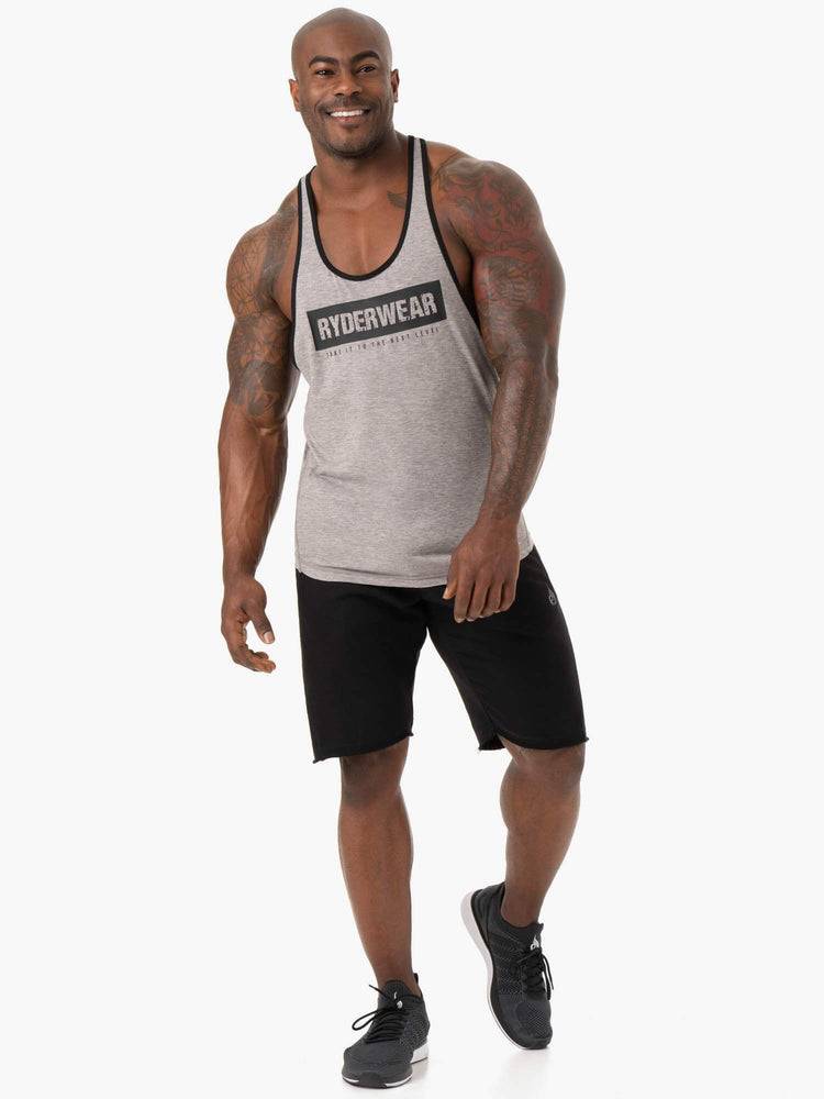 Podkoszulki Męskie Ryderwear Men Tanks Iron Gym Stringers T-Back Szare | PL2633YU