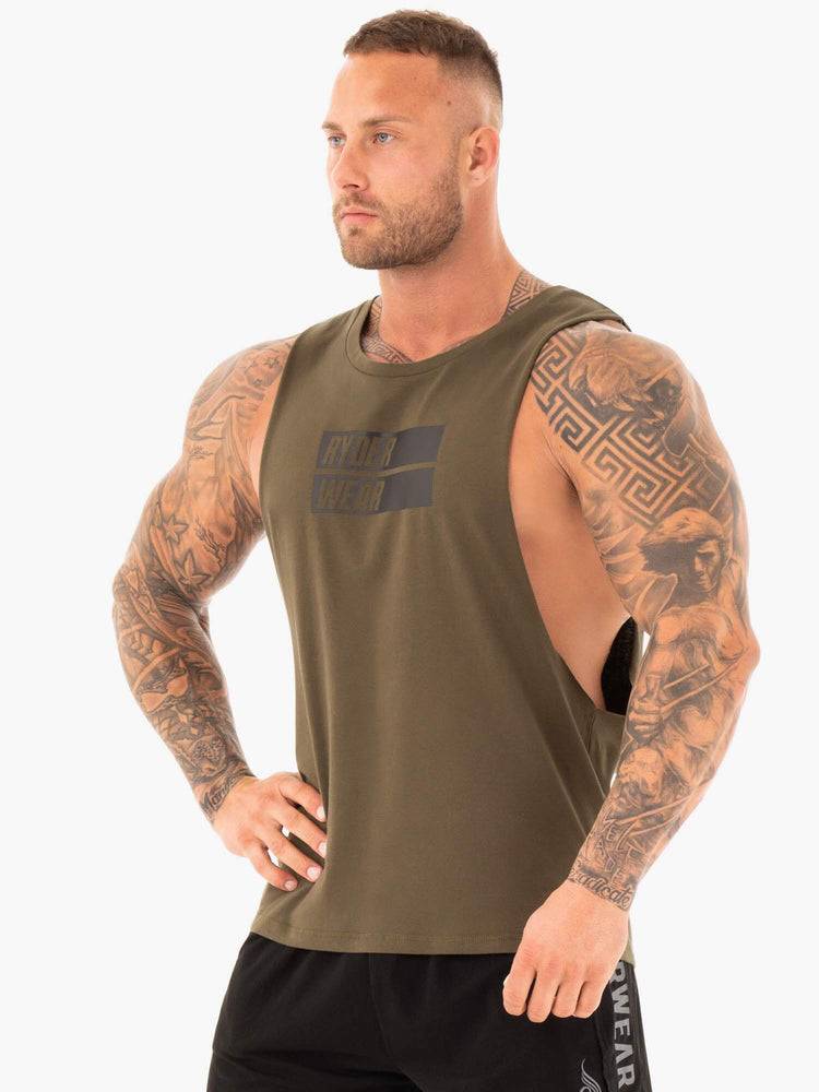 Podkoszulki Męskie Ryderwear Men Tanks Iron Baller Tank Khaki | PL3018ZG