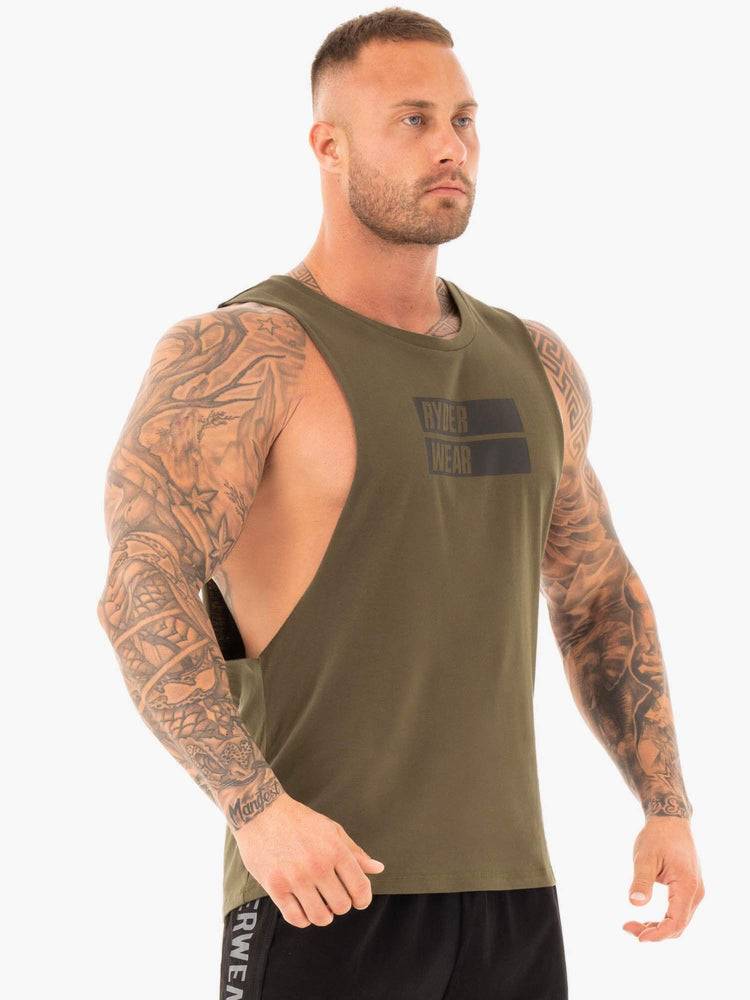 Podkoszulki Męskie Ryderwear Men Tanks Iron Baller Tank Khaki | PL3018ZG