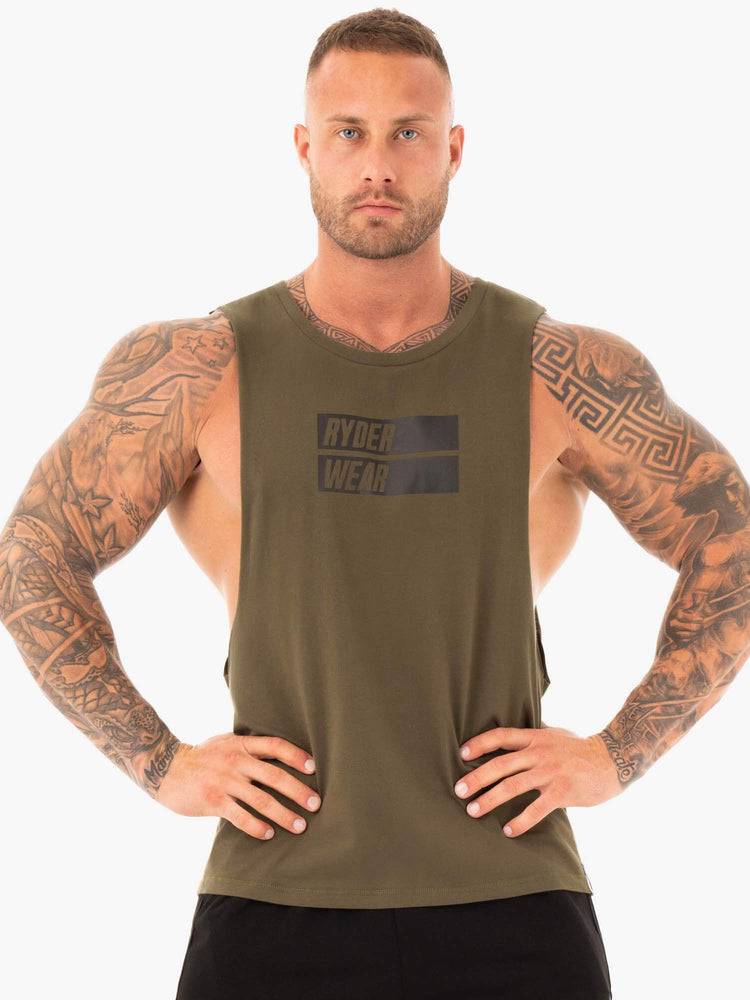 Podkoszulki Męskie Ryderwear Men Tanks Iron Baller Tank Khaki | PL3018ZG