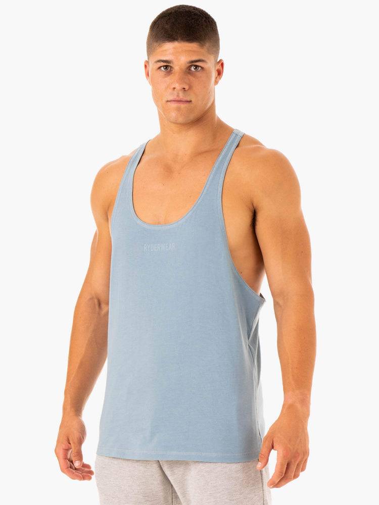 Podkoszulki Męskie Ryderwear Men Tanks Limitless Gym Stringers T-Back Niebieskie | PL2626DN