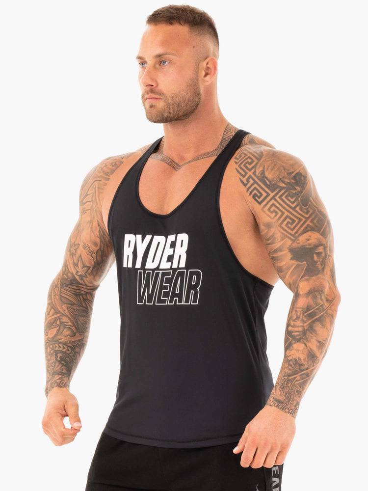 Podkoszulki Męskie Ryderwear Men Tanks Lift T-Back Gym Stringers Czarne | PL2629PQ