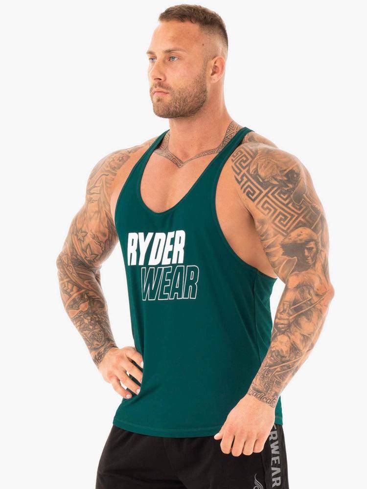 Podkoszulki Męskie Ryderwear Men Tanks Lift T-Back Gym Stringers Turkusowe | PL2630OR