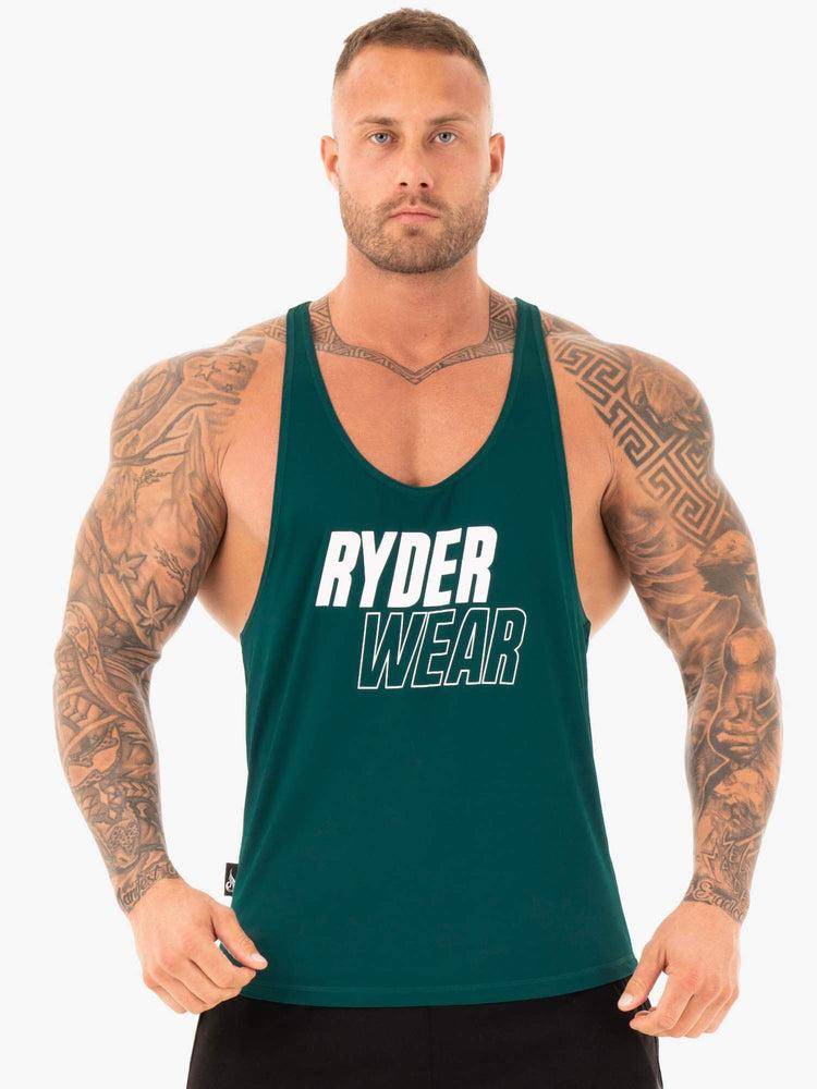 Podkoszulki Męskie Ryderwear Men Tanks Lift T-Back Gym Stringers Turkusowe | PL2630OR