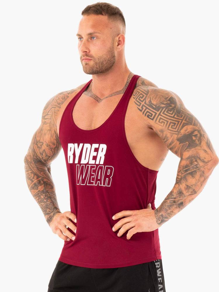 Podkoszulki Męskie Ryderwear Men Tanks Lift T-Back Gym Stringers Bordowe | PL2631IS