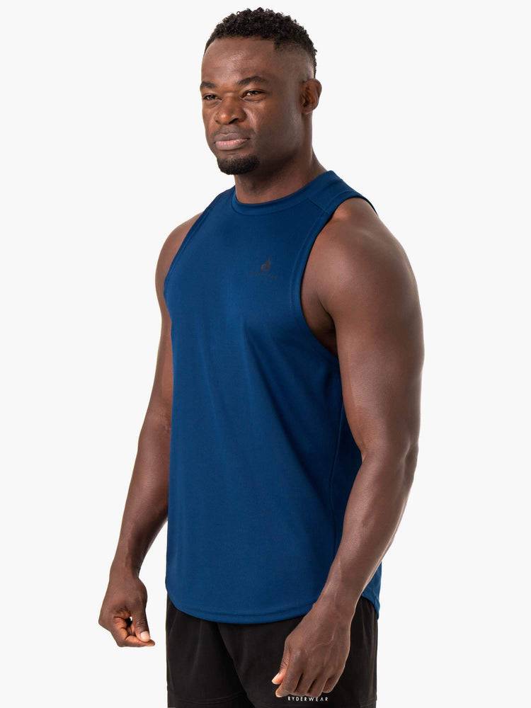 Podkoszulki Męskie Ryderwear Men Tanks Lift Mesh Baller Tank Niebieskie | PL3007TV