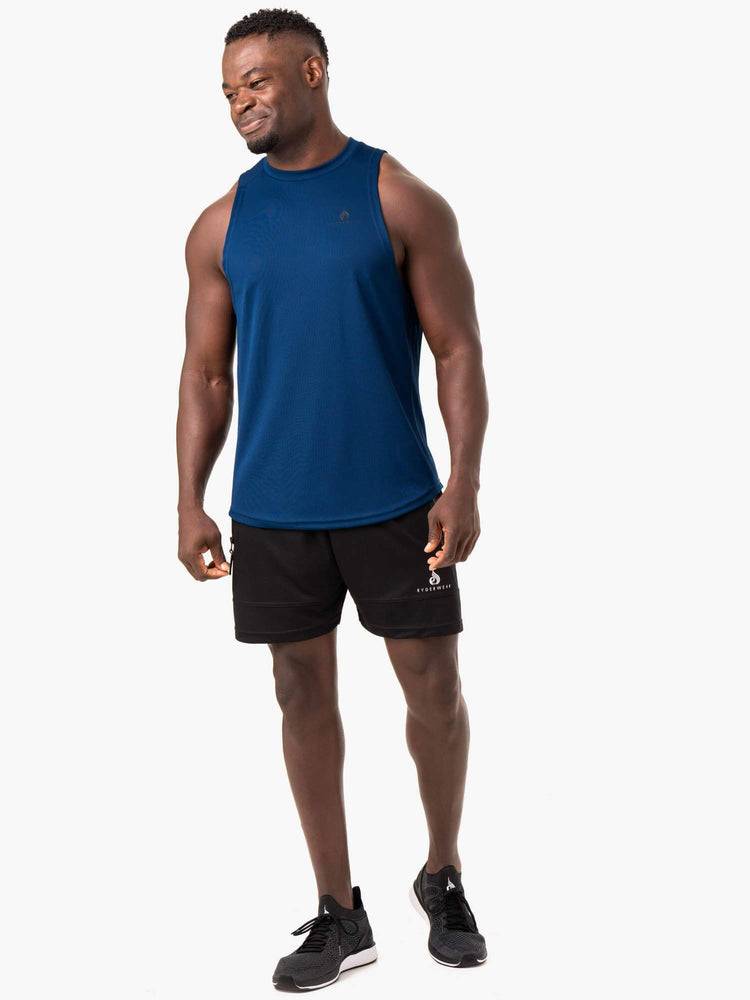 Podkoszulki Męskie Ryderwear Men Tanks Lift Mesh Baller Tank Niebieskie | PL3007TV