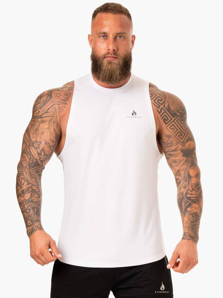 Podkoszulki Męskie Ryderwear Men Tanks Lift Mesh Baller Tank Białe | PL3011QZ