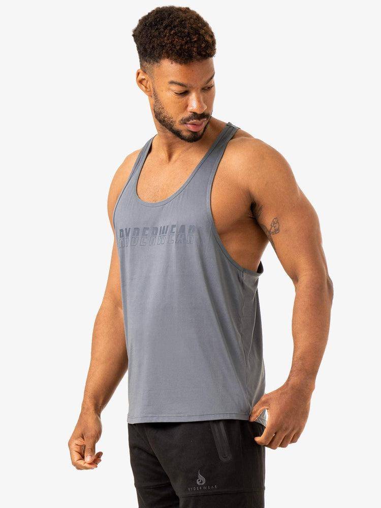 Podkoszulki Męskie Ryderwear Men Tanks Overdrive Gym Stringers T-Back Szare Niebieskie | PL2617XF