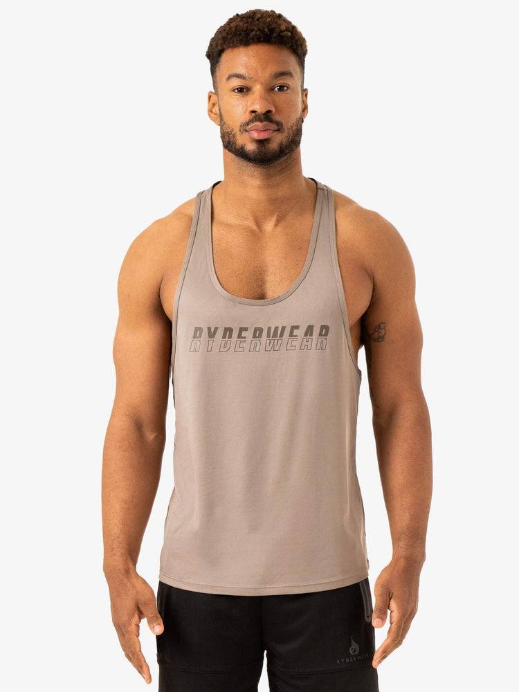 Podkoszulki Męskie Ryderwear Men Tanks Overdrive Gym Stringers T-Back Głęboka Brązowe | PL2618ZG