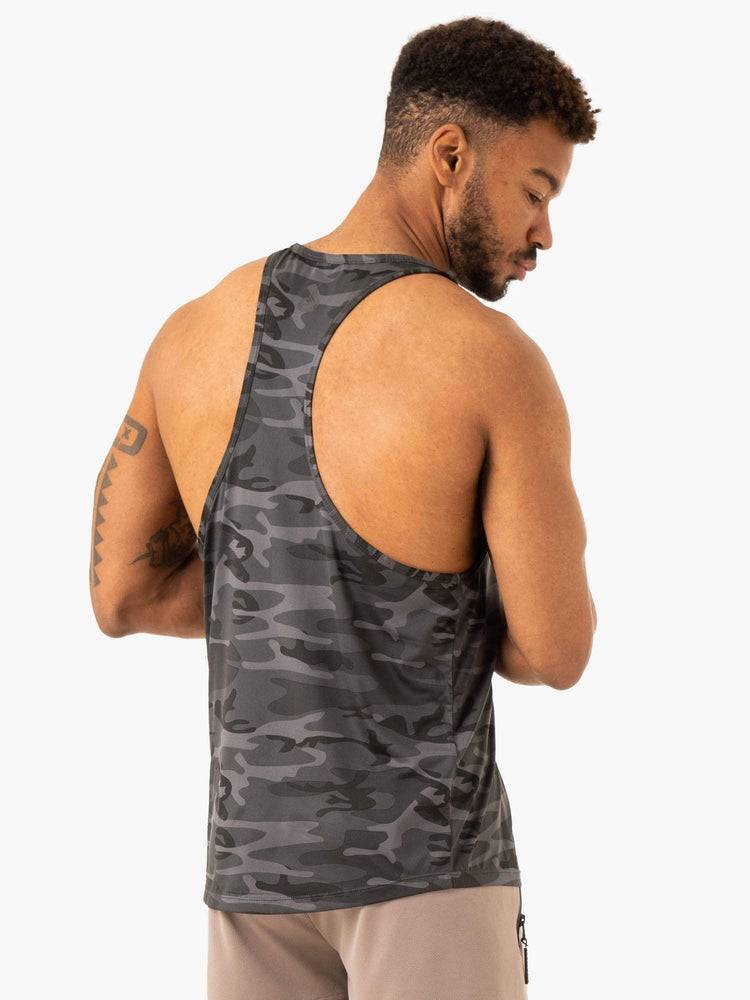 Podkoszulki Męskie Ryderwear Men Tanks Overdrive Gym Stringers T-Back Czarne Camo | PL2619LH