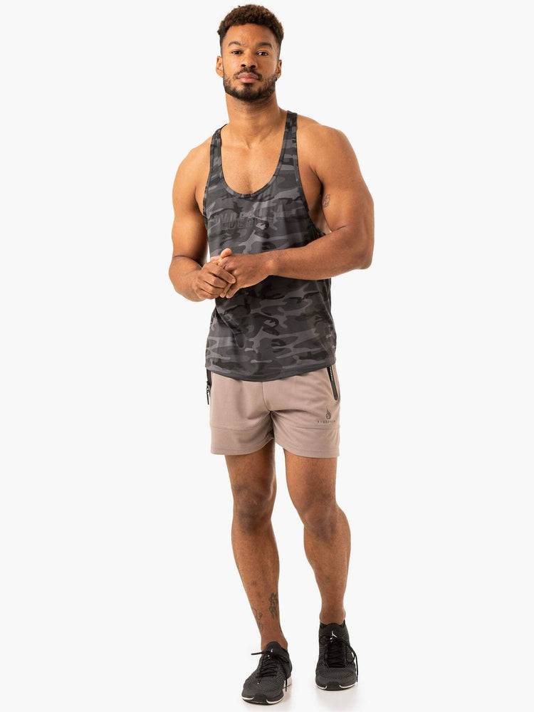 Podkoszulki Męskie Ryderwear Men Tanks Overdrive Gym Stringers T-Back Czarne Camo | PL2619LH