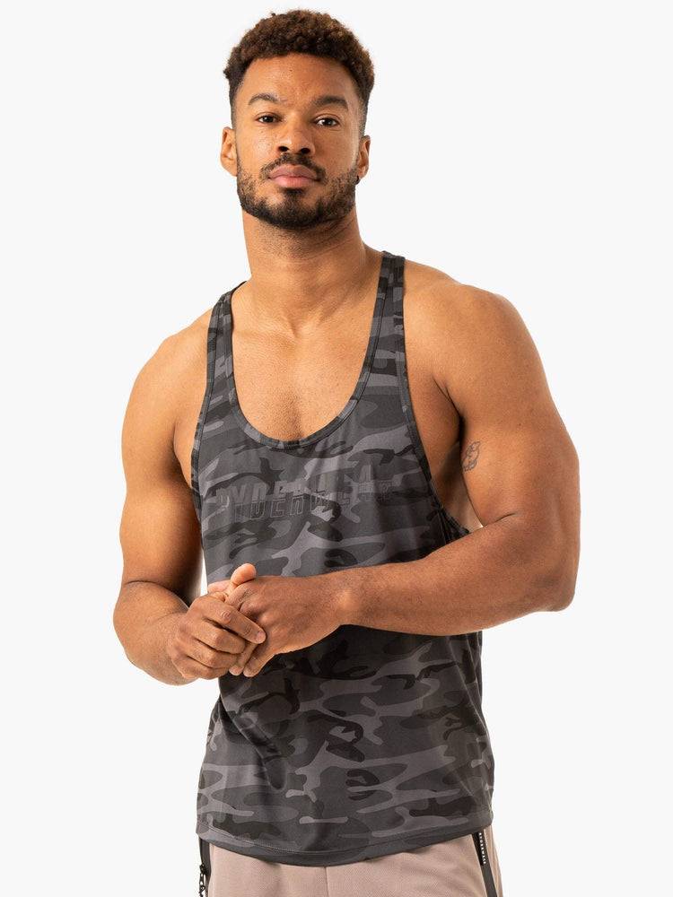 Podkoszulki Męskie Ryderwear Men Tanks Overdrive Gym Stringers T-Back Czarne Camo | PL2619LH