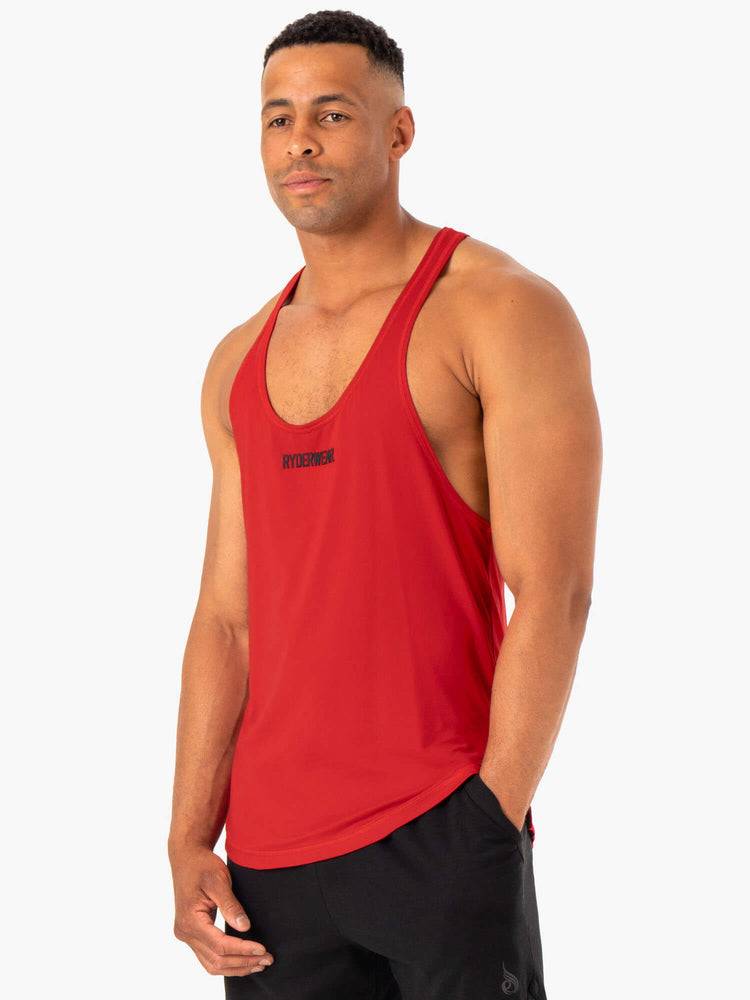 Podkoszulki Męskie Ryderwear Men Tanks Optimal Mesh Gym Stringers T-Back Czerwone | PL2620KI