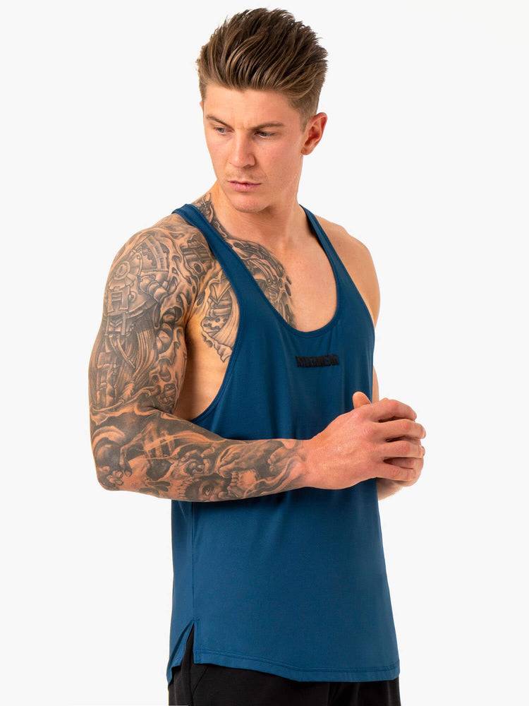 Podkoszulki Męskie Ryderwear Men Tanks Optimal Mesh Gym Stringers T-Back Niebieskie | PL2621JJ