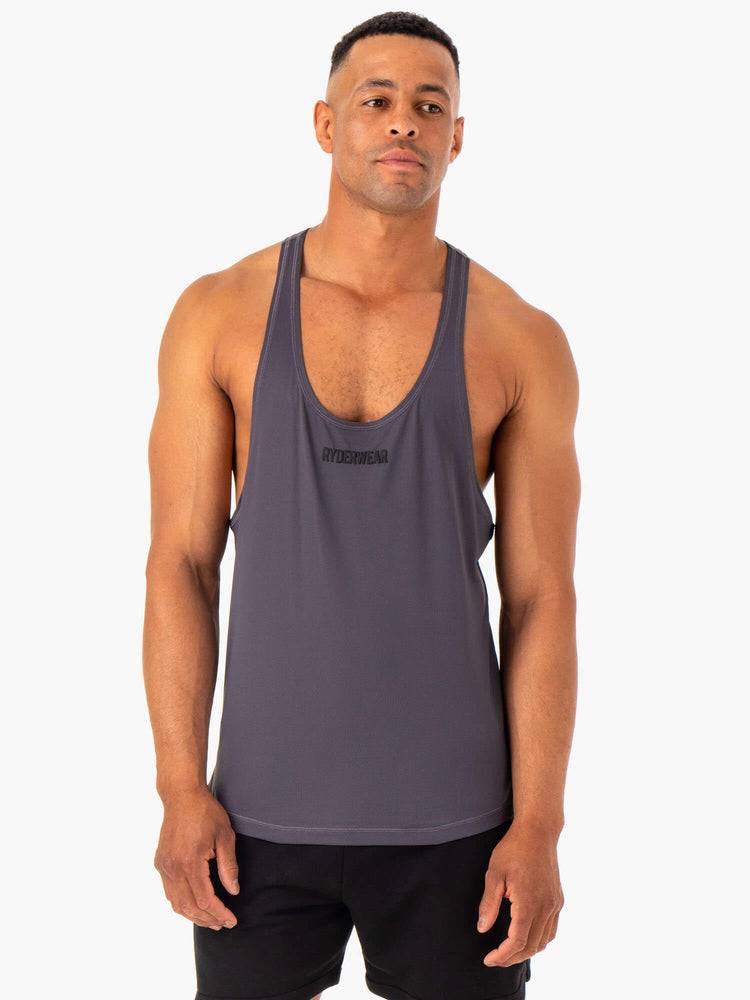 Podkoszulki Męskie Ryderwear Men Tanks Optimal Mesh Gym Stringers T-Back Szare | PL2622HK