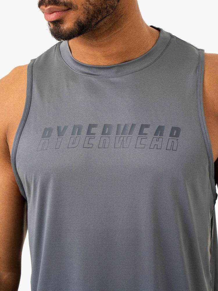 Podkoszulki Męskie Ryderwear Men Tanks Overdrive Tank Szare Niebieskie | PL2994MA