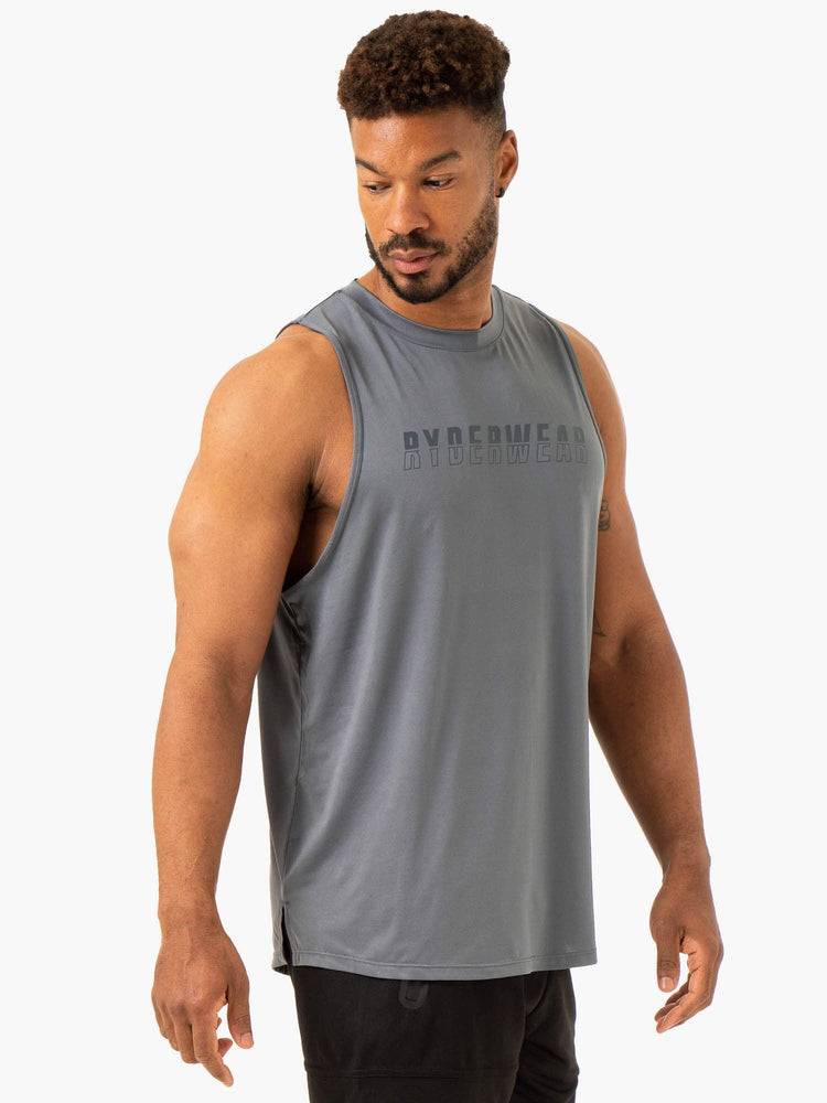 Podkoszulki Męskie Ryderwear Men Tanks Overdrive Tank Szare Niebieskie | PL2994MA