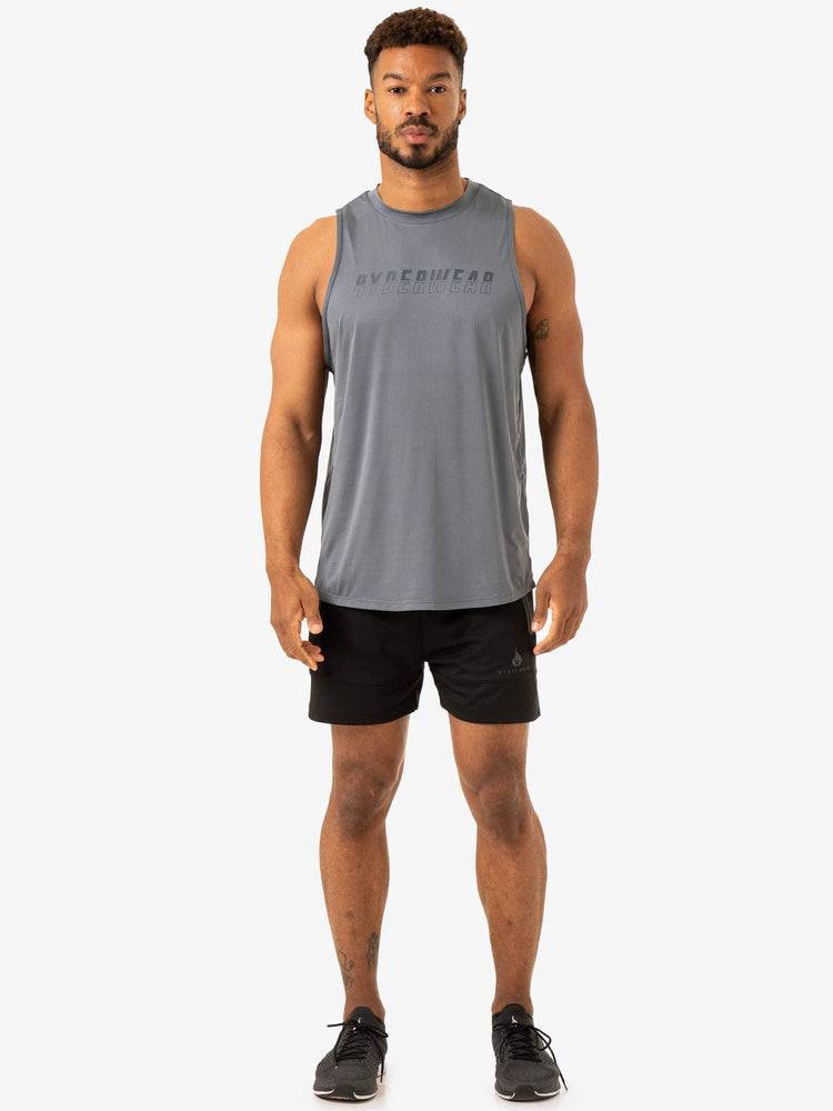 Podkoszulki Męskie Ryderwear Men Tanks Overdrive Tank Szare Niebieskie | PL2994MA