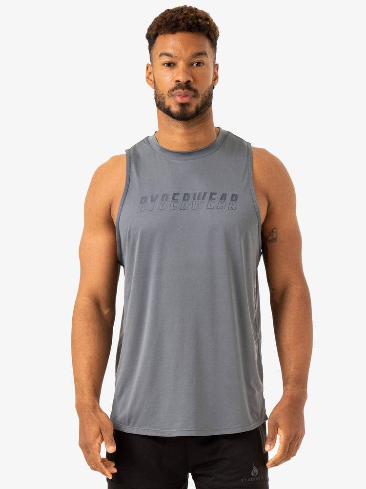 Podkoszulki Męskie Ryderwear Men Tanks Overdrive Tank Szare Niebieskie | PL2994MA