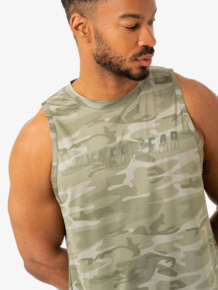 Podkoszulki Męskie Ryderwear Men Tanks Overdrive Tank Oliwkowe Zielone Camo | PL2996HK