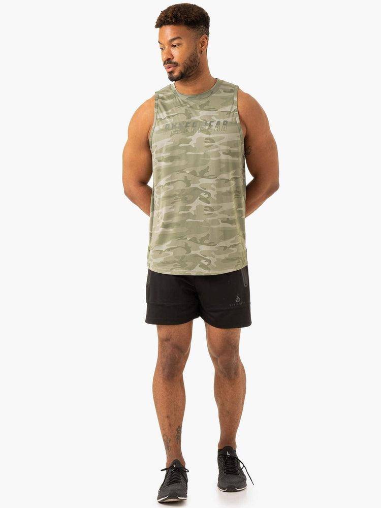 Podkoszulki Męskie Ryderwear Men Tanks Overdrive Tank Oliwkowe Zielone Camo | PL2996HK