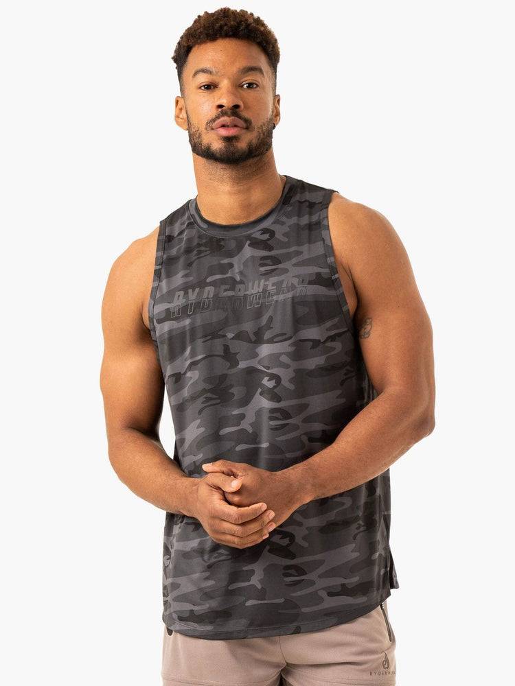 Podkoszulki Męskie Ryderwear Men Tanks Overdrive Tank Czarne Camo | PL2997GL