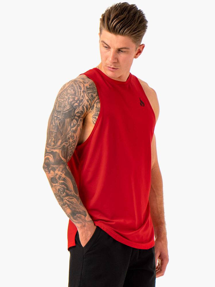 Podkoszulki Męskie Ryderwear Men Tanks Optimal Mesh Tank Czerwone | PL2998FM