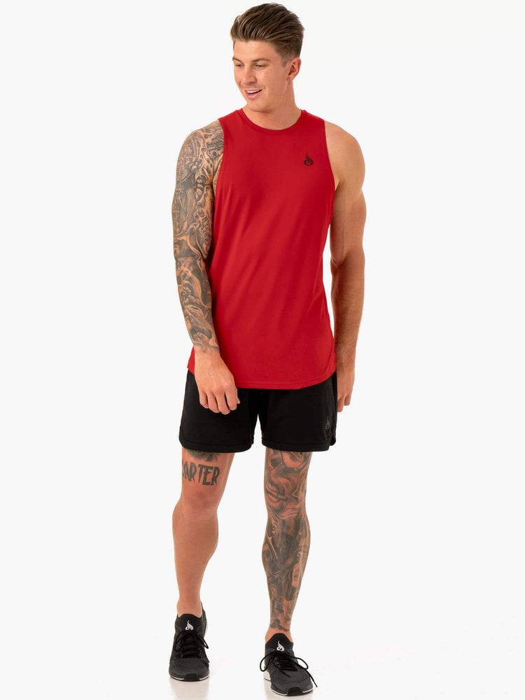 Podkoszulki Męskie Ryderwear Men Tanks Optimal Mesh Tank Czerwone | PL2998FM