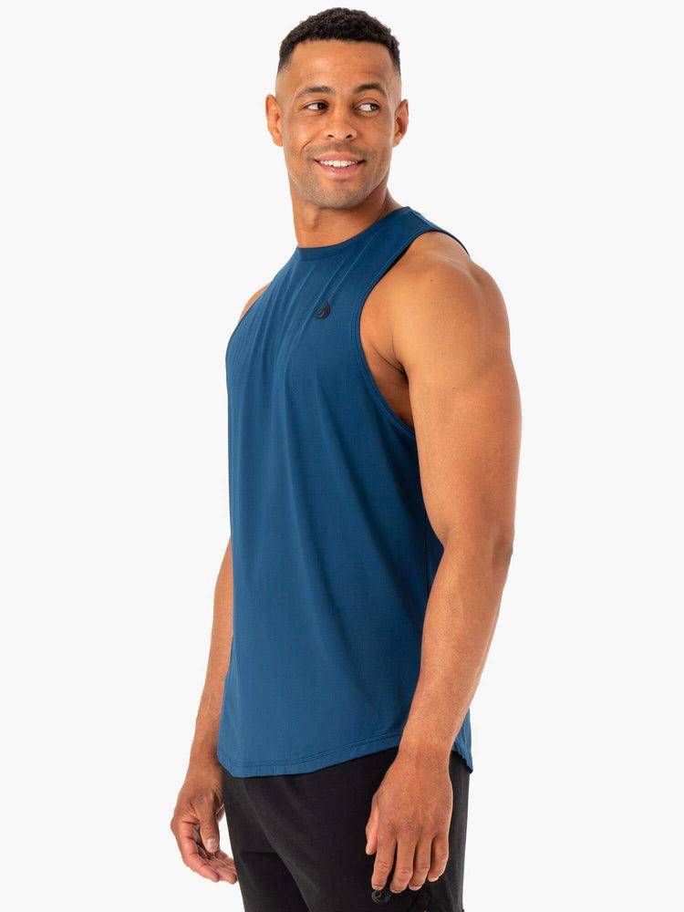 Podkoszulki Męskie Ryderwear Men Tanks Optimal Mesh Tank Niebieskie | PL2999DN