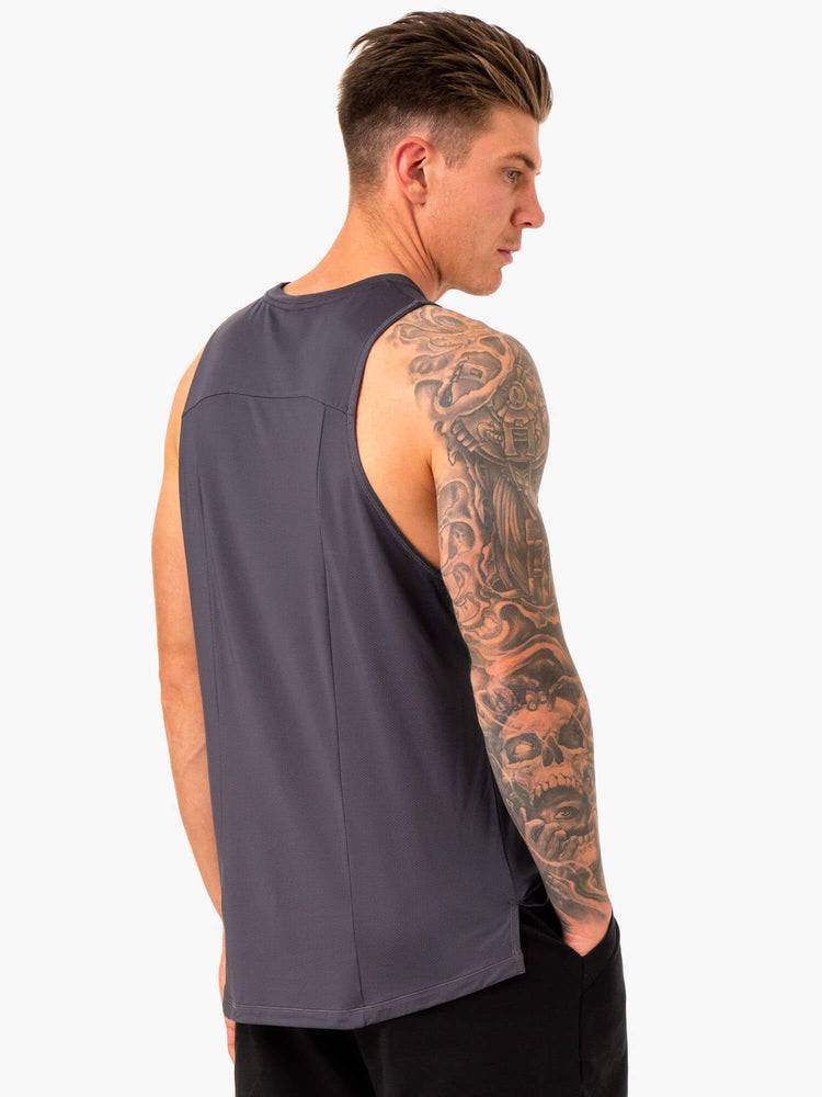 Podkoszulki Męskie Ryderwear Men Tanks Optimal Mesh Tank Szare | PL3000SO