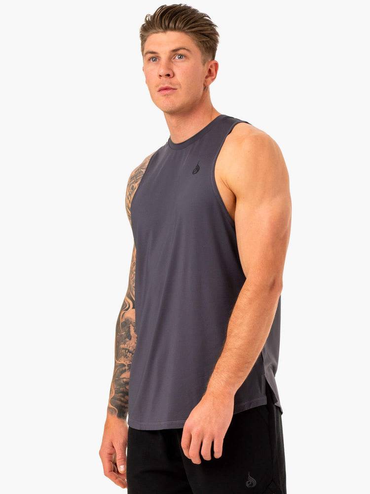 Podkoszulki Męskie Ryderwear Men Tanks Optimal Mesh Tank Szare | PL3000SO