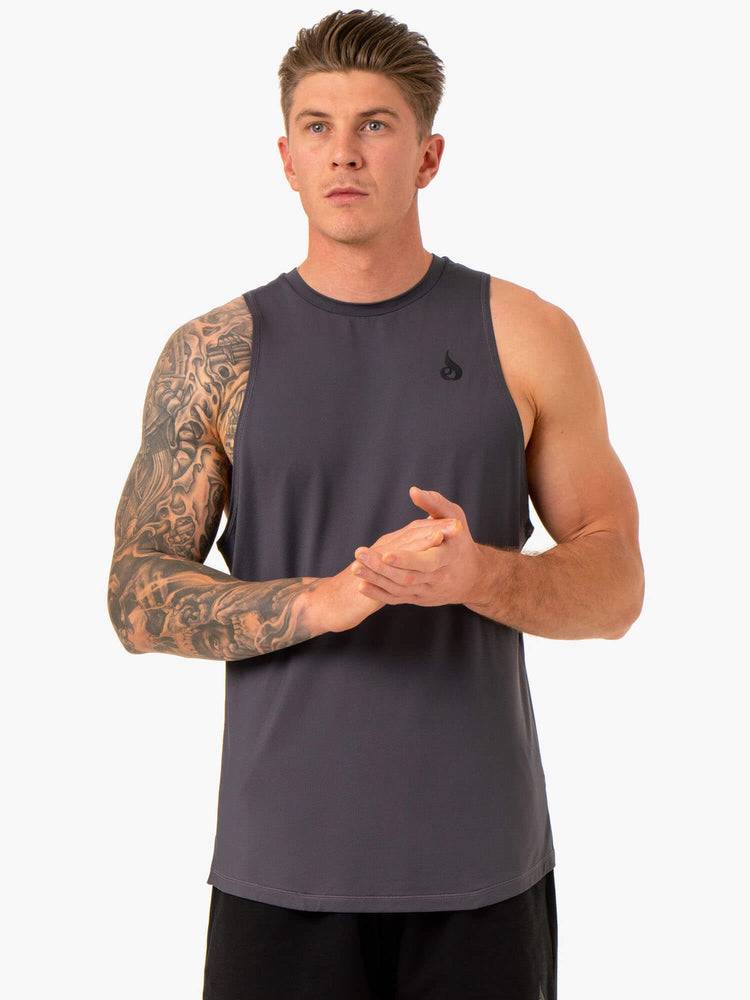 Podkoszulki Męskie Ryderwear Men Tanks Optimal Mesh Tank Szare | PL3000SO