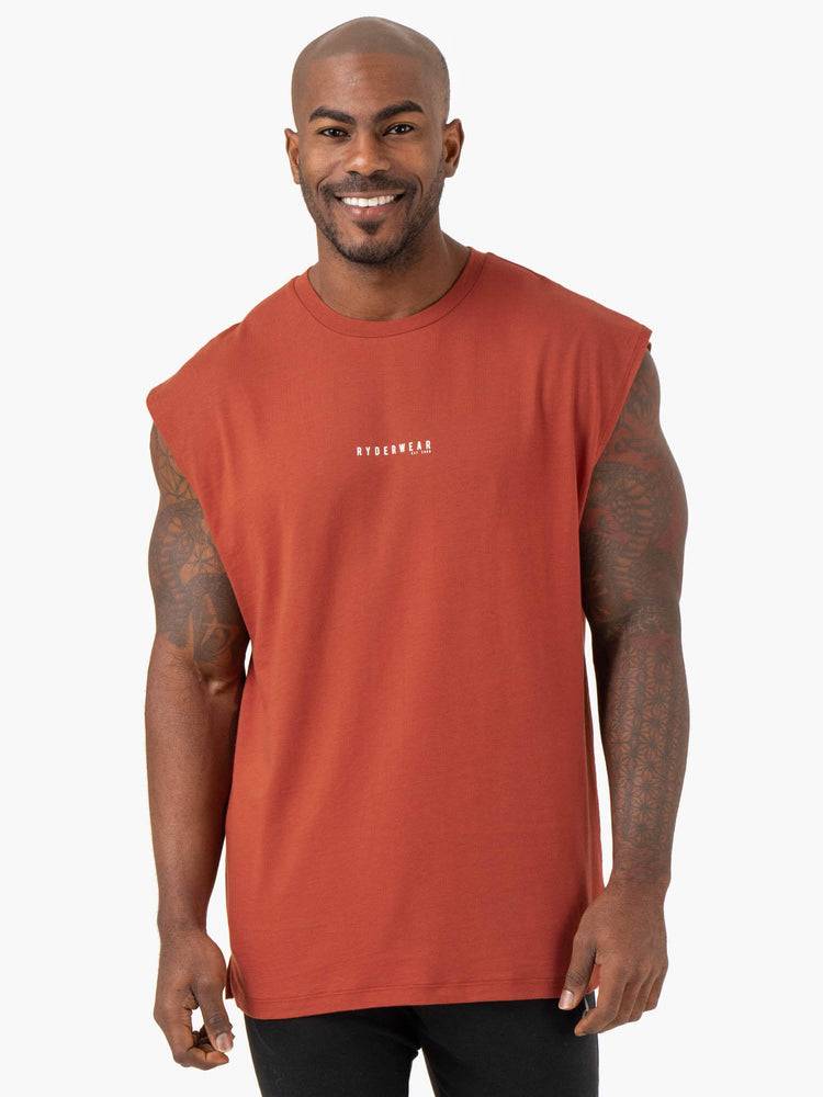 Podkoszulki Męskie Ryderwear Men Tanks Pursuit Szerokie Cut Tank Czerwone | PL2984PQ