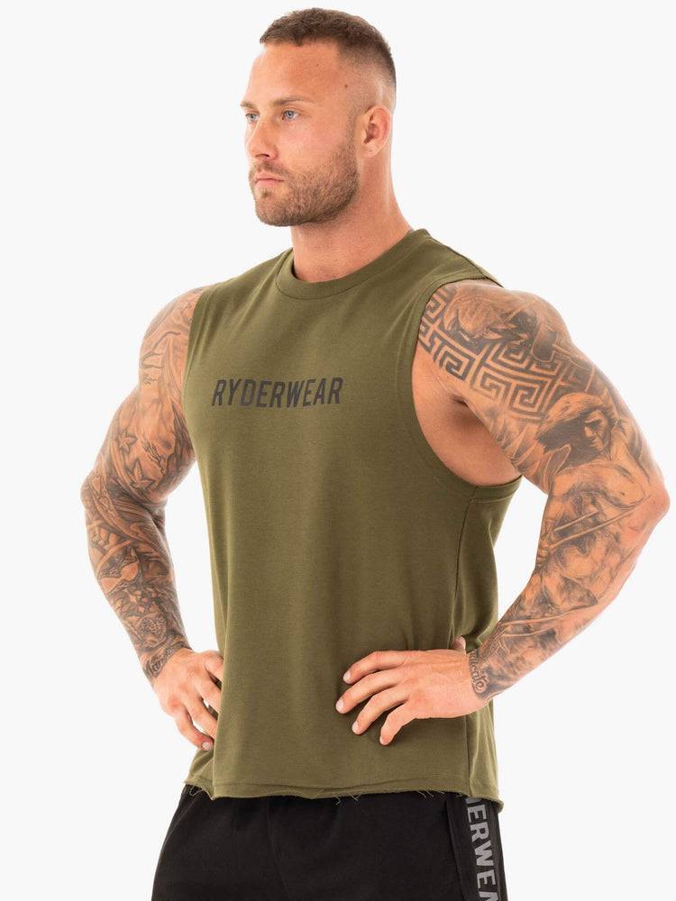 Podkoszulki Męskie Ryderwear Men Tanks Performance Baller Tank Khaki | PL2993QZ