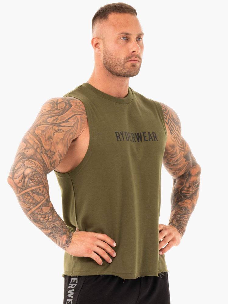 Podkoszulki Męskie Ryderwear Men Tanks Performance Baller Tank Khaki | PL2993QZ